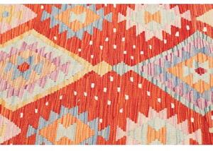 Tappeto Kilim Geometrico Rosso Multicolore Quadrato 148x162 Cm
