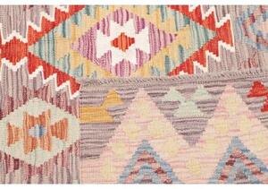 Tappeto Kilim Geometrico Grigio Rosso Quadrato 149x156 Cm