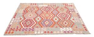 Tappeto Kilim Stilizzato Rosso Beige Quadrato 147x153 Cm