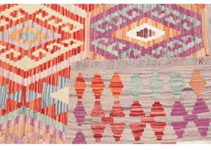 Tappeto Kilim Stilizzato Rosso Beige Quadrato 147x153 Cm