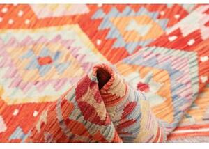 Tappeto Kilim Geometrico Rosso Multicolore Quadrato 148x162 Cm