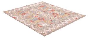 Tappeto Kilim Geometrico Grigio Multicolore Quadrato 147x159 Cm