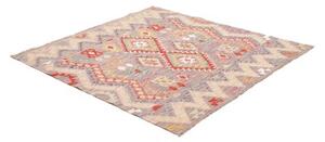 Tappeto Kilim Geometrico Grigio Rosso Quadrato 149x156 Cm