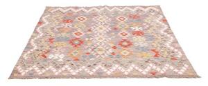 Tappeto Kilim Geometrico Grigio Multicolore Quadrato 147x159 Cm
