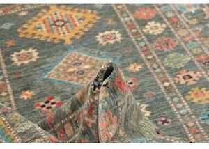 Tappeto Kazak Fine Stilizzato Verde Petrolio Multicolore 148x202 Cm