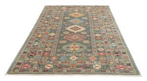 Tappeto Kazak Fine Stilizzato Verde Petrolio Multicolore 148x202 Cm