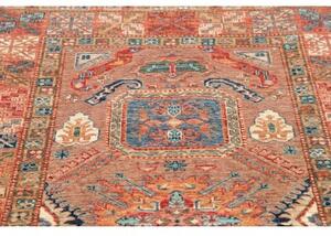 Tappeto Kazak Fine Stilizzato Rosa Antico Blu Petrolio 122x190 Cm