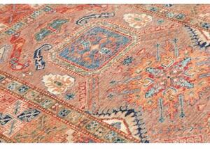 Tappeto Kazak Fine Stilizzato Rosa Antico Blu Petrolio 122x190 Cm