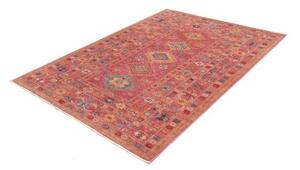Tappeto Kazak Fine Stilizzato Rosso Antico Blu Ottanio 150x201 Cm
