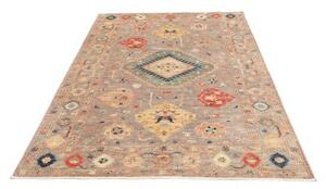 Tappeto Kazak Fine Stilizzato Grigio Tortora Multicolore 151x206 Cm