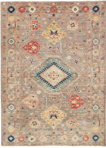 Tappeto Kazak Fine Stilizzato Grigio Tortora Multicolore 151x206 Cm