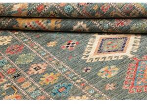 Tappeto Kazak Fine Stilizzato Verde Petrolio Multicolore 148x202 Cm