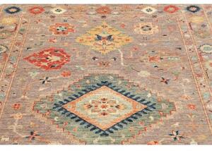 Tappeto Kazak Fine Stilizzato Grigio Tortora Multicolore 151x206 Cm