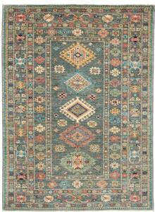 Tappeto Kazak Fine Stilizzato Verde Petrolio Multicolore 148x202 Cm