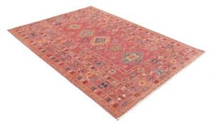 Tappeto Kazak Fine Stilizzato Rosso Antico Blu Ottanio 150x201 Cm