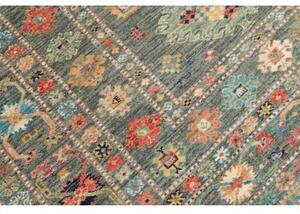 Tappeto Kazak Fine Stilizzato Verde Petrolio Multicolore 148x202 Cm
