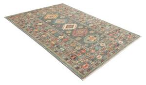 Tappeto Kazak Fine Stilizzato Verde Petrolio Multicolore 148x202 Cm