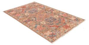 Tappeto Kazak Fine Stilizzato Rosa Antico Blu Petrolio 122x190 Cm