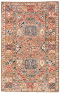 Tappeto Kazak Fine Stilizzato Rosa Antico Blu Petrolio 122x190 Cm