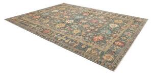 Tappeto Kazak Fine Stilizzato Verde Petrolio Rosso Corallo 279x370 Cm