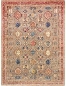Tappeto Floralia Geometrico Grigio Tortora Rosso Mattone 277x370 Cm