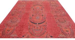 Tappeto Floralia Stilizzato Rosso Corallo Blu Avio 250x309 Cm