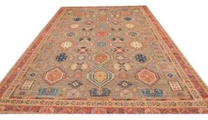 Tappeto Floralia Geometrico Grigio Tortora Rosso Mattone 277x370 Cm