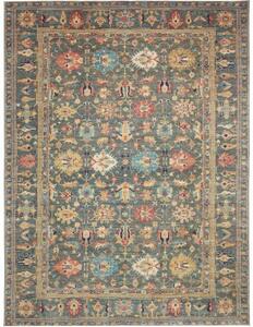 Tappeto Kazak Fine Stilizzato Verde Petrolio Rosso Corallo 279x370 Cm