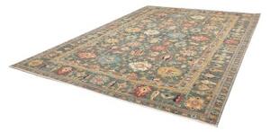 Tappeto Kazak Fine Stilizzato Verde Petrolio Rosso Corallo 279x370 Cm