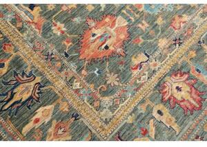 Tappeto Kazak Fine Stilizzato Verde Petrolio Rosso Corallo 279x370 Cm