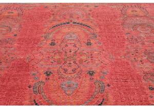 Tappeto Floralia Stilizzato Rosso Corallo Blu Avio 250x309 Cm