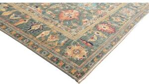 Tappeto Kazak Fine Stilizzato Verde Petrolio Rosso Corallo 279x370 Cm