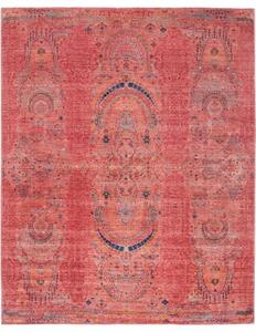 Tappeto Floralia Stilizzato Rosso Corallo Blu Avio 250x309 Cm