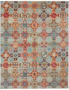 Tappeto Floralia Geometrico Azzurro Rosso 239x307 Cm