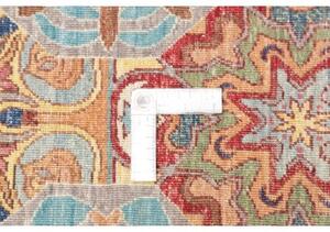 Tappeto Floralia Geometrico Blu Pavone Rosso Carminio 244x300 Cm