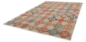 Tappeto Floralia Geometrico Blu Pavone Rosso Carminio 244x300 Cm