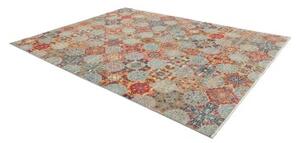 Tappeto Floralia Geometrico Blu Pavone Rosso Carminio 244x300 Cm
