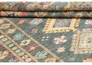 Tappeto Kazak Fine Geometrico Verde Petrolio Beige 125x181 Cm