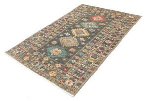 Tappeto Kazak Fine Geometrico Verde Petrolio Beige 125x181 Cm