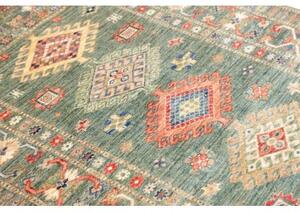 Tappeto Kazak Fine Geometrico Verde Salvia Beige 105x151 Cm