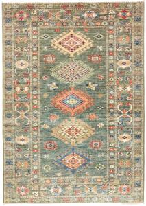 Tappeto Kazak Fine Geometrico Verde Salvia Beige 105x151 Cm