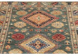 Tappeto Kazak Fine Stilizzato Verde Petrolio Beige 102x148 Cm
