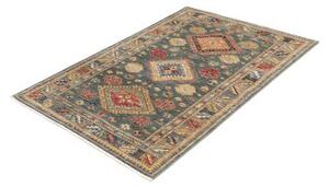 Tappeto Kazak Fine Stilizzato Verde Petrolio Beige 102x148 Cm