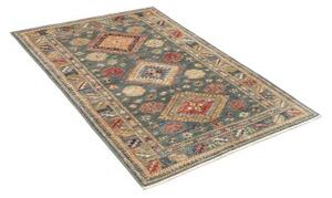Tappeto Kazak Fine Stilizzato Verde Petrolio Beige 102x148 Cm