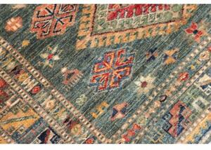 Tappeto Kazak Fine Stilizzato Verde Petrolio Beige 102x148 Cm