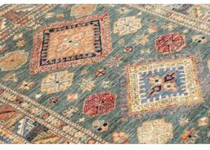 Tappeto Kazak Fine Stilizzato Verde Petrolio Beige 102x148 Cm