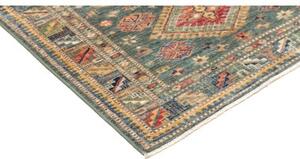 Tappeto Kazak Fine Stilizzato Verde Petrolio Beige 102x148 Cm