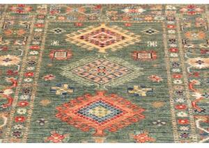 Tappeto Kazak Fine Geometrico Verde Salvia Beige 105x151 Cm