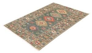 Tappeto Kazak Fine Geometrico Verde Salvia Beige 105x151 Cm