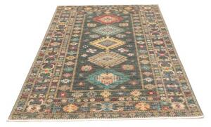 Tappeto Kazak Fine Geometrico Verde Petrolio Beige 125x181 Cm